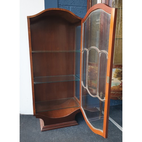 1 - Art Deco Style Walnut Display Cabinet with Glass Shelves H: 123cm W: 57cm D: 30cm