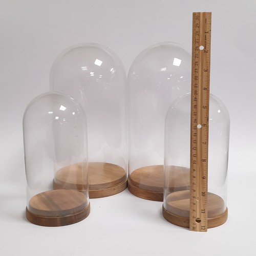 49 - Lot of Four Glass Contemporary Domes and Bases, Tallest 26cm