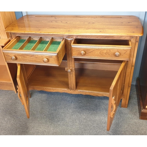 65 - Ercol 2 Door/2 Drawer Sideboard (with cutlery drawer), H:84 x W:124 x D:48cm