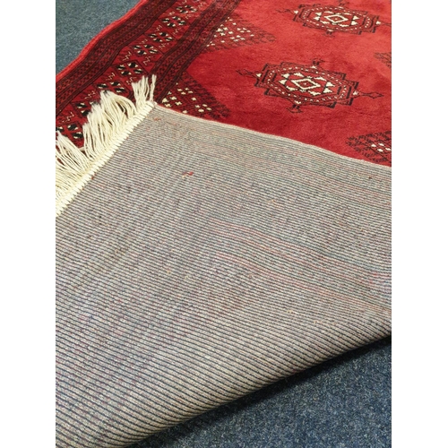 79 - Small Red Ground Traditional Design Rug, L:120 x W:70cm