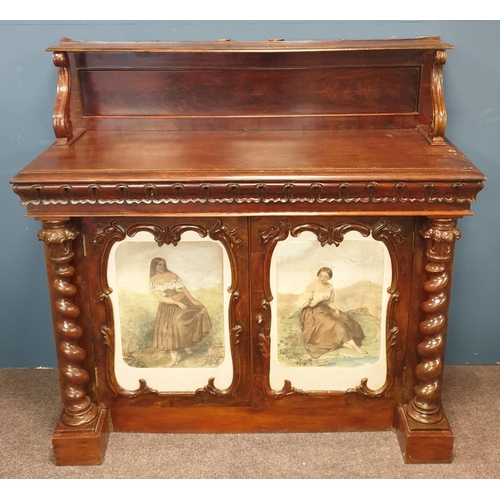 82 - Mahogany Chiffonier with Gallery Back, H:119 x W:122 x D:47cm