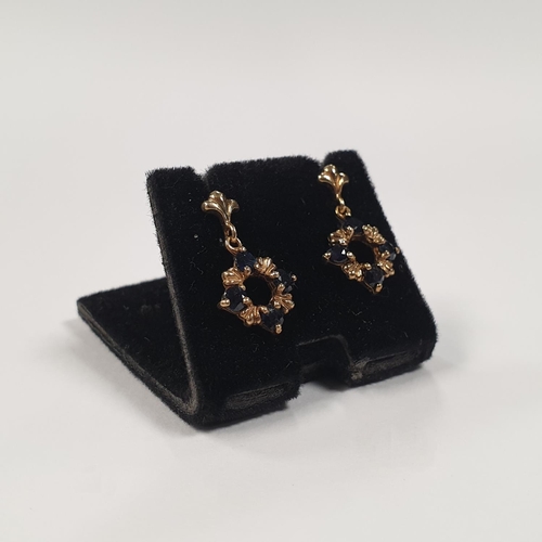 325 - 9ct Gold Sapphire-Set Drop Earrings