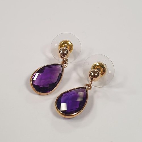 326 - Gold Amethyst Drop Earrings