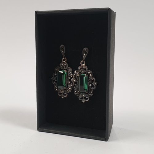 328 - Antique Style Silver Drop Earrings, 925