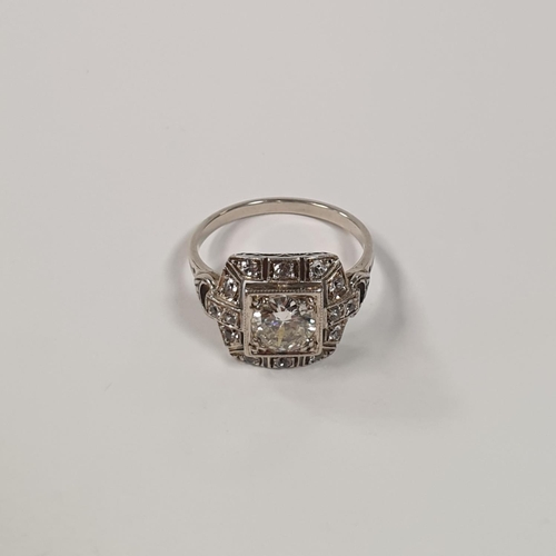 450 - Antique Platinum Diamond Cluster Ring, Size N