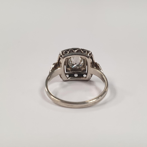 450 - Antique Platinum Diamond Cluster Ring, Size N