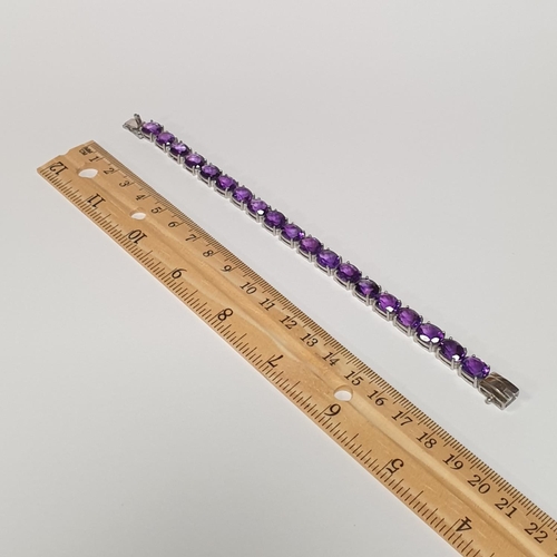 465 - Silver and Amethyst Bracelet (925)