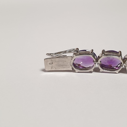 465 - Silver and Amethyst Bracelet (925)