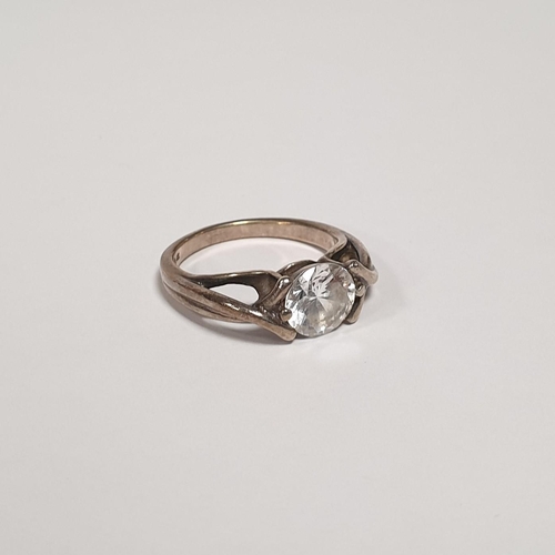 466 - Silver Stone Set CZ Ring, Size O (925)