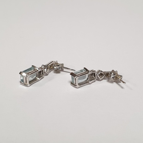 470 - Pair of Aquamarine and Diamond Stud Earrings