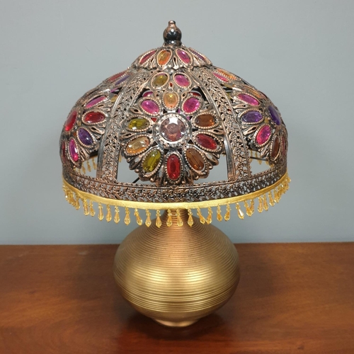 114 - Decorative Table Lamp with Coloured Glass Shade, H:50 x D:35cm