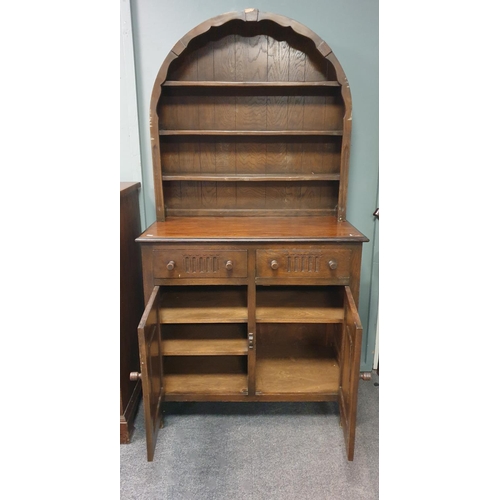 117 - Vintage Oak Dome Top Dresser, H:185 x W:95 x D:48cm