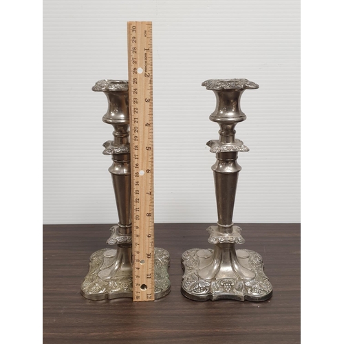 120 - Pair of Silver Plate Candlesticks, Height 26cm