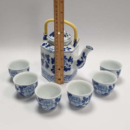 126 - Blue and White Oriental Tea Set