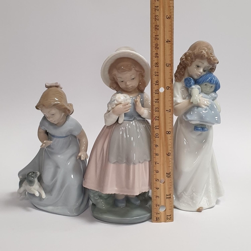 132 - Lot of 3x Nao Porcelain Figures, 3x Girls Tallest 20cm