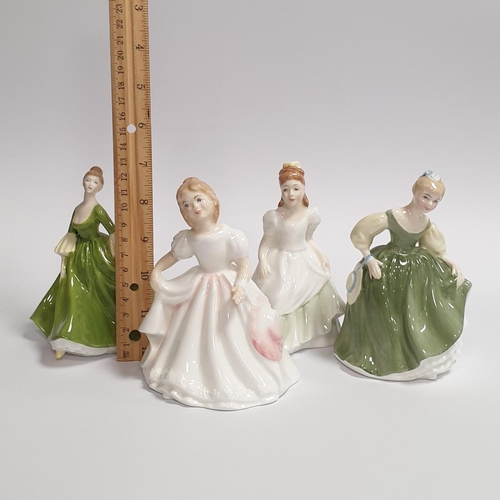 137 - Three Royal Doulton and 1x Coalport Porcelain Figure, Tallest 13cm - RD - Amanda, Kerry & Fair Maide... 