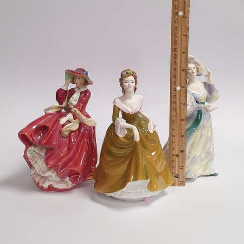 145 - Lot of 3x Figures including 2x Royal Doulton Top o' The Hill and Grand Manner and 1x Coalport Ladies... 