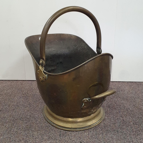 154 - Brass Coal Bucket, H:45 x W:43 x D:30cm