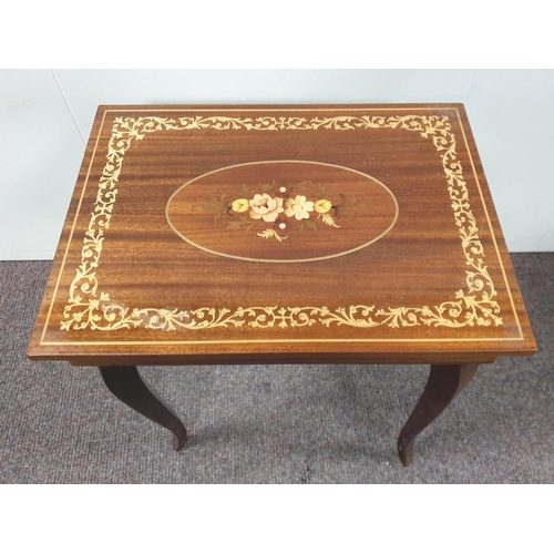 168 - Sorrento Inlaid Floral Design Table Music Table, Blaue Donau. H:42 x W:38 x D:28cm