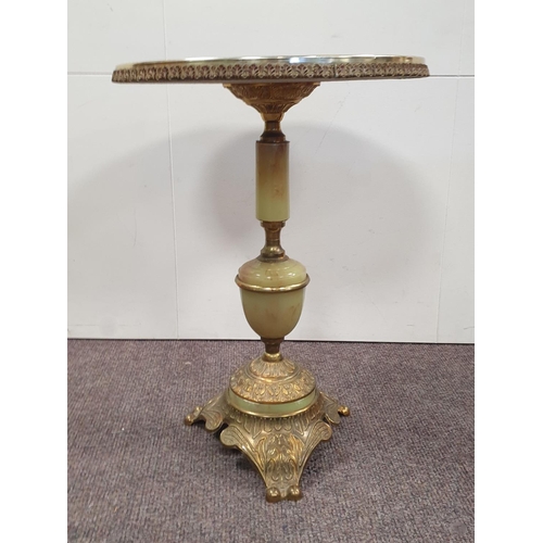 174 - Onyx Effect Wine Table/Lamp Table. H:52 x D:38cm