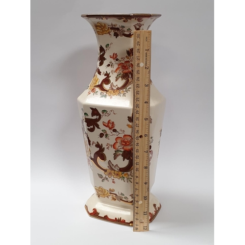 187 - Large Mason's Ironstone Brown Velvet Vase, Height 33cm