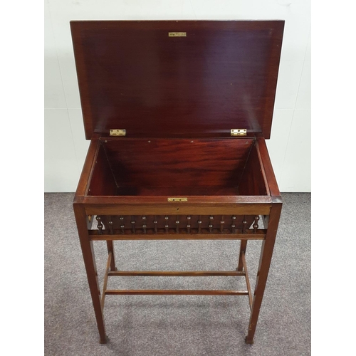 189 - Inlaid Mahogany Workbox, H:72 x W:61 x D:38cm