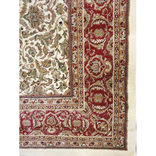 197 - Traditional Cream Rug with Red Border and all over design, 200x300cm (Polypropylene )