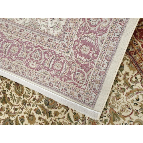 197 - Traditional Cream Rug with Red Border and all over design, 200x300cm (Polypropylene )