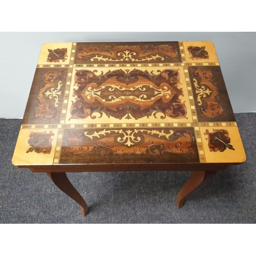 206 - Sorrento Inlaid Music Table - Parla Piu Piano. H:43 x W:37 x D:28cm