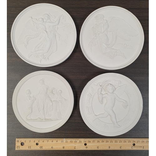 240 - Lot of Four Plaster Plaques, Diameter 14cm