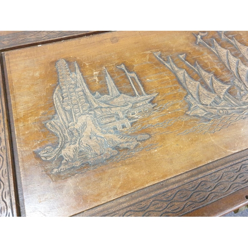 267 - Carved Camphorwood Storage Box, H:58 x W:101 x D:51cm