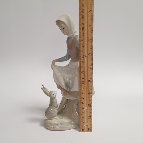 282 - Lladro Porcelain Figure, Maid with Rabbit - Height 23cm