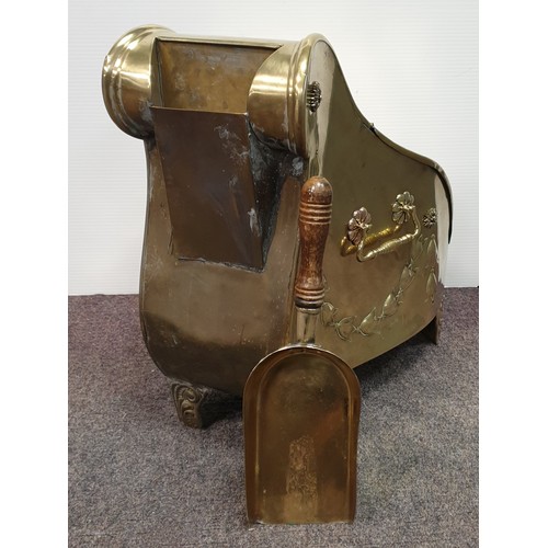 263 - Shaped Brass Coal Bucket & Shovel