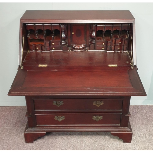 398 - Reproduction Mahogany Fall Front Writing Bureau, H:88 x W:80 x D:43cm