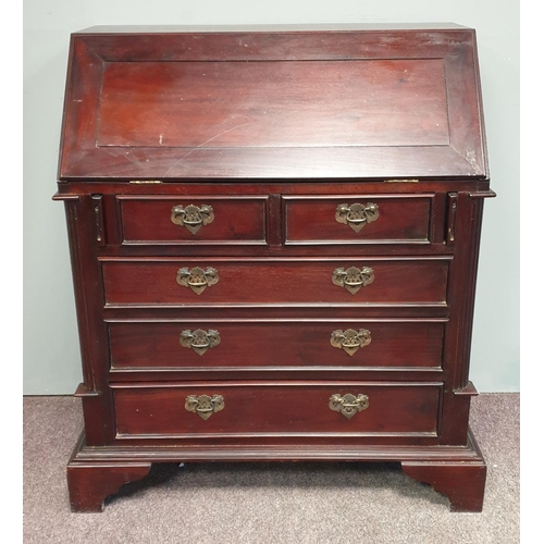 398 - Reproduction Mahogany Fall Front Writing Bureau, H:88 x W:80 x D:43cm