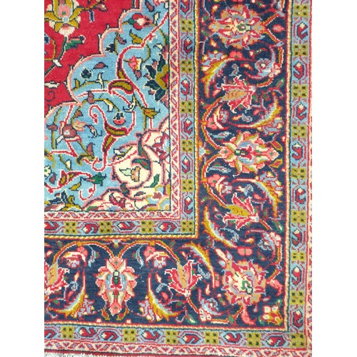 274 - Fine Woven Persian Sarouk Carpet with centre medallion design and duck egg blue  L:300 x W:195cm