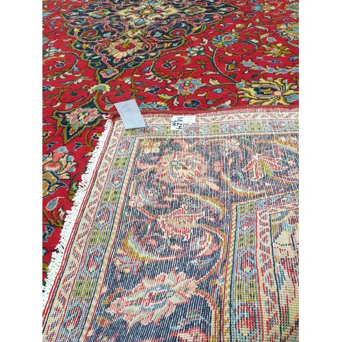 274 - Fine Woven Persian Sarouk Carpet with centre medallion design and duck egg blue  L:300 x W:195cm