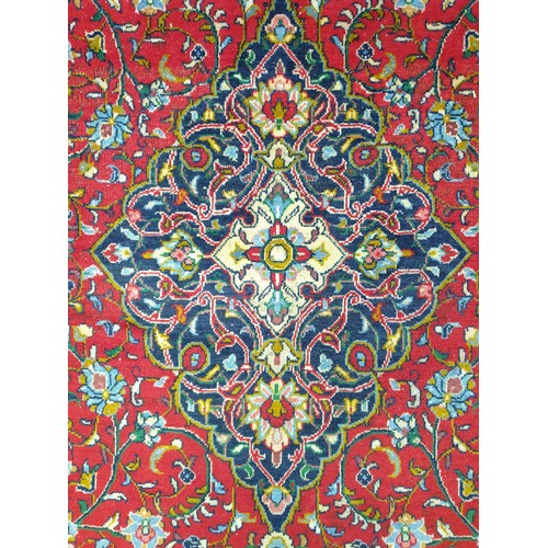 274 - Fine Woven Persian Sarouk Carpet with centre medallion design and duck egg blue  L:300 x W:195cm