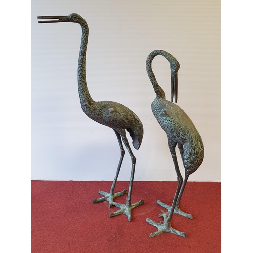 403 - Pair of Bronze Garden Heron Ornaments, Height 82cm