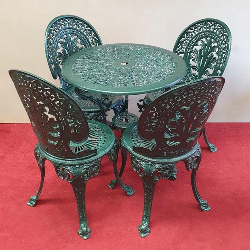 406 - Green Aluminium Garden Table (H:69 x W:69cm) and Four Chairs