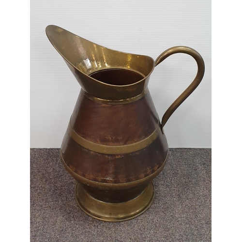 410 - Copper and Brass Umbrella Stand/Large Jug, H:53 x D:30cm