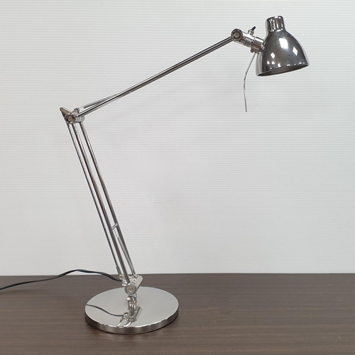 418 - Chrome Angle Poise Desk Lamp, total height 85cm