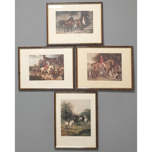 421 - Set of Four Hunting Framed Prints, H:32 x W:42cm