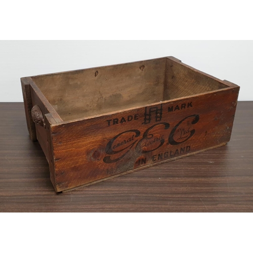 433 - Vintage Wooden Crate, General Electrical Ltd. H:19 x W:53 x D:32cm