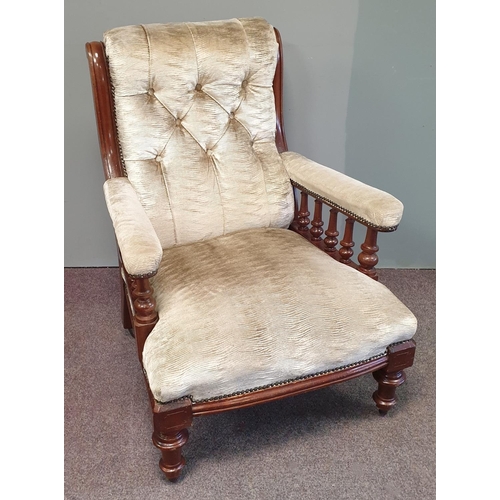 439 - Antique Mahogany Framed Upholstered Armchair