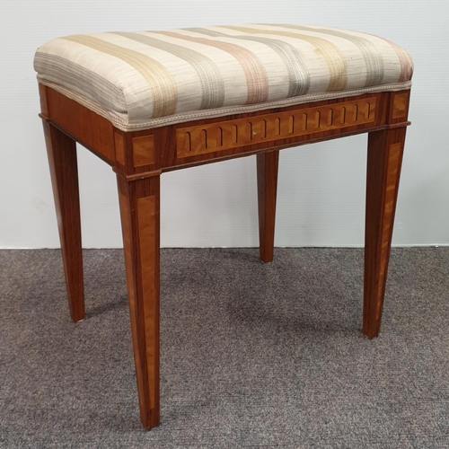 443 - Pair of Inlaid Dressing Table Stools, H:50 x W:46 x D:36cm