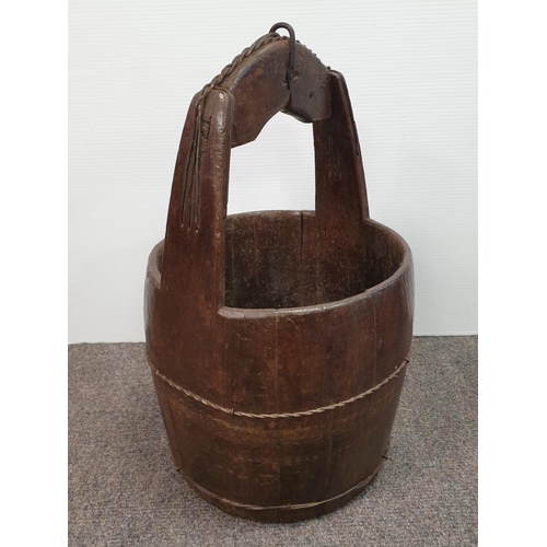 475 - Pine Well Bucket, H:52 x D:34cm