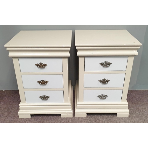 478 - Pair of Painted Three Drawer Bedside Lockers, H:64 x W:46 x D:43cm