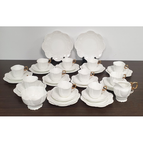 483 - Aynsley White and Gold 38 piece Part Tea Set