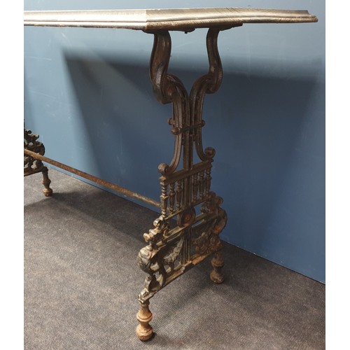 402 - Rectangular Table on Cast Iron Base, 75cm high x 120cm wide x 54cm deep